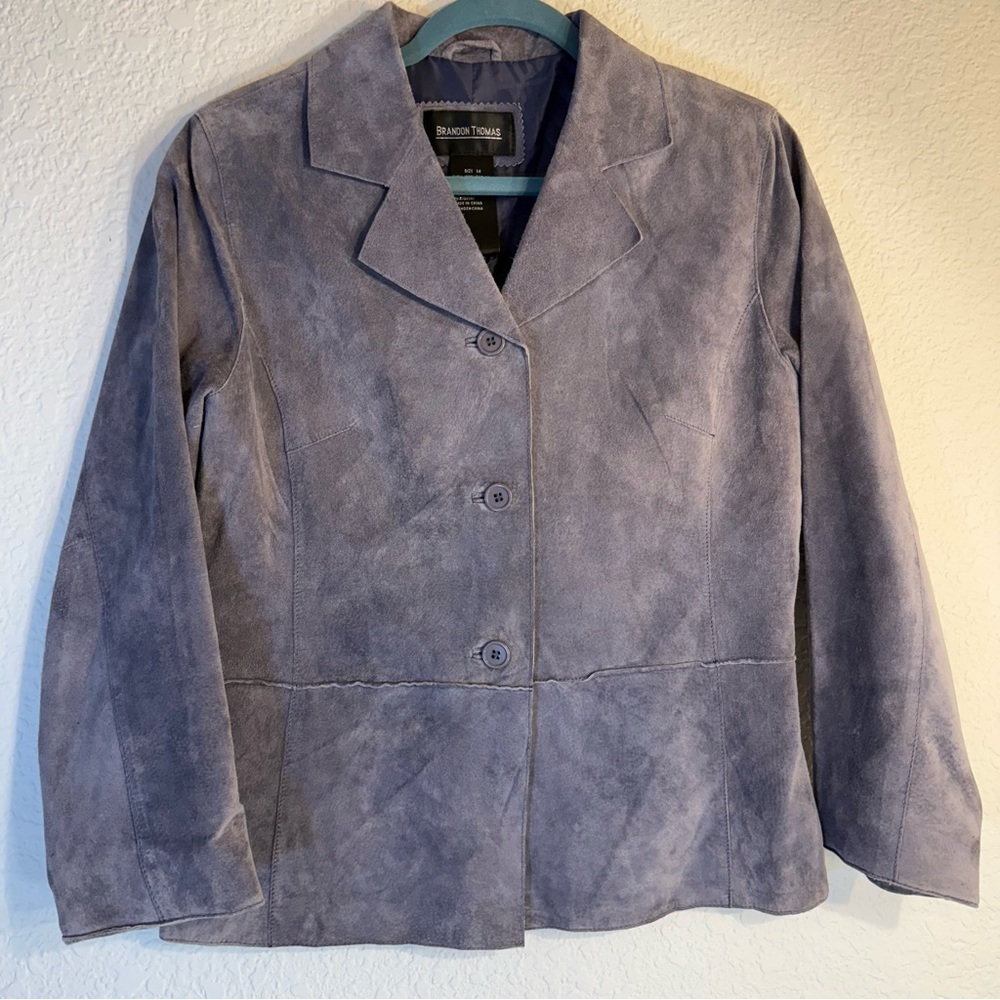 Brandon Thomas Women's Suede Leather Jacket. Size M Light Purple. Lined